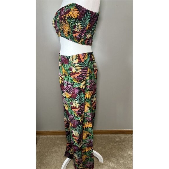 RR Hawaii Beachwear Tropical Tube Top Wide Leg Open Pant Set Size S/M Vacation - Picture 5 of 11